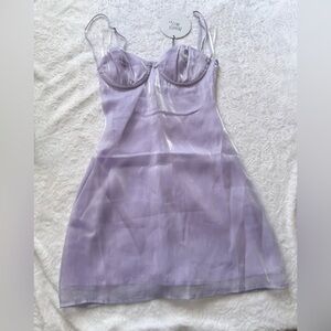 Princess Polly Lilac Satin Mini Dress NWT XS Shimmer Spaghetti Strap